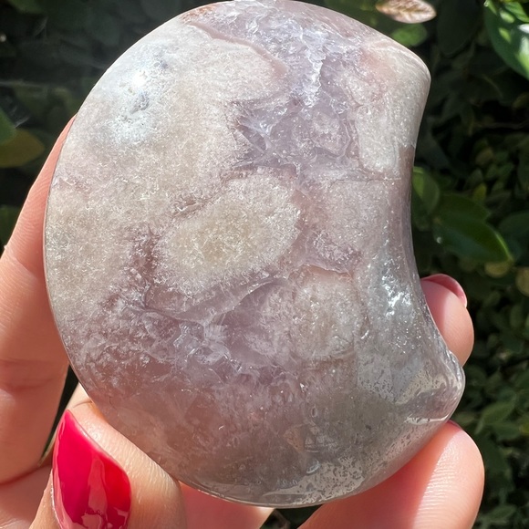 Amethyst Flower Agate Moon Carving - Picture 4 of 9